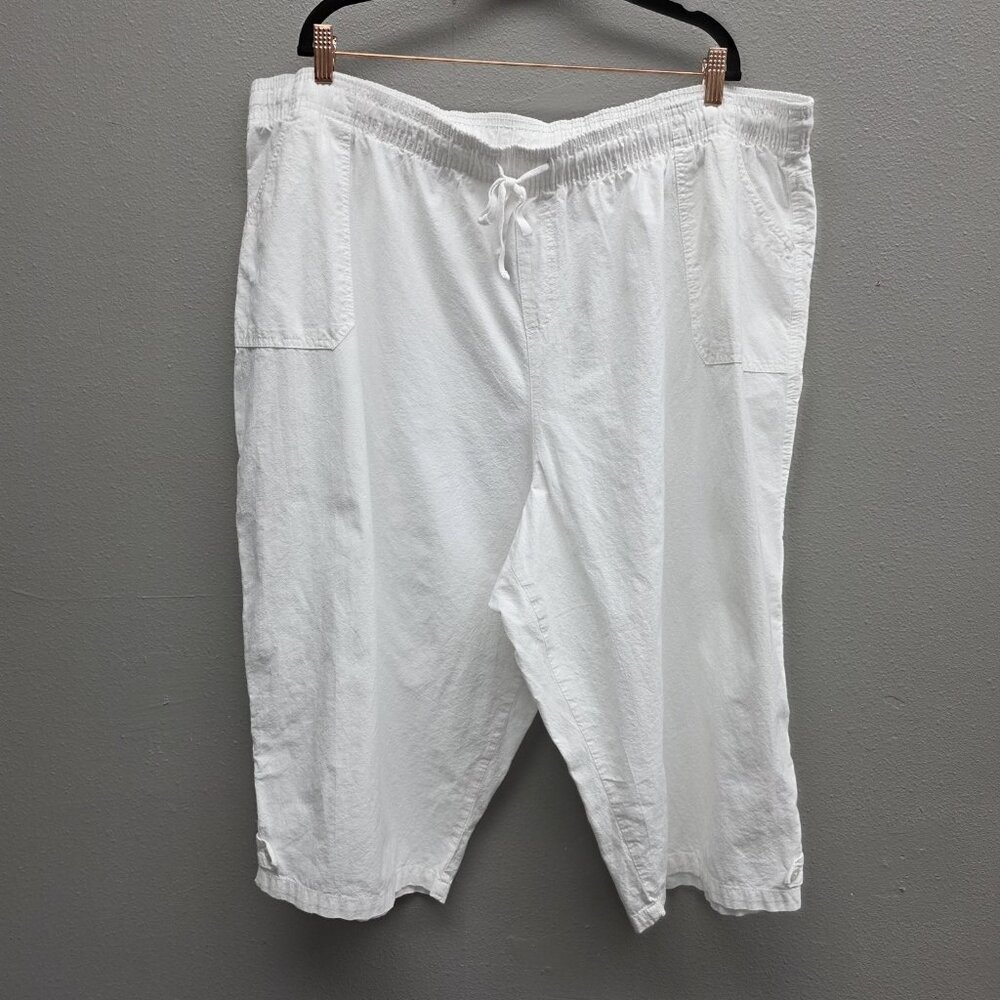 White Stag Pants Womens 4X 26W 28W Arctic White Cotton Pull On Casual